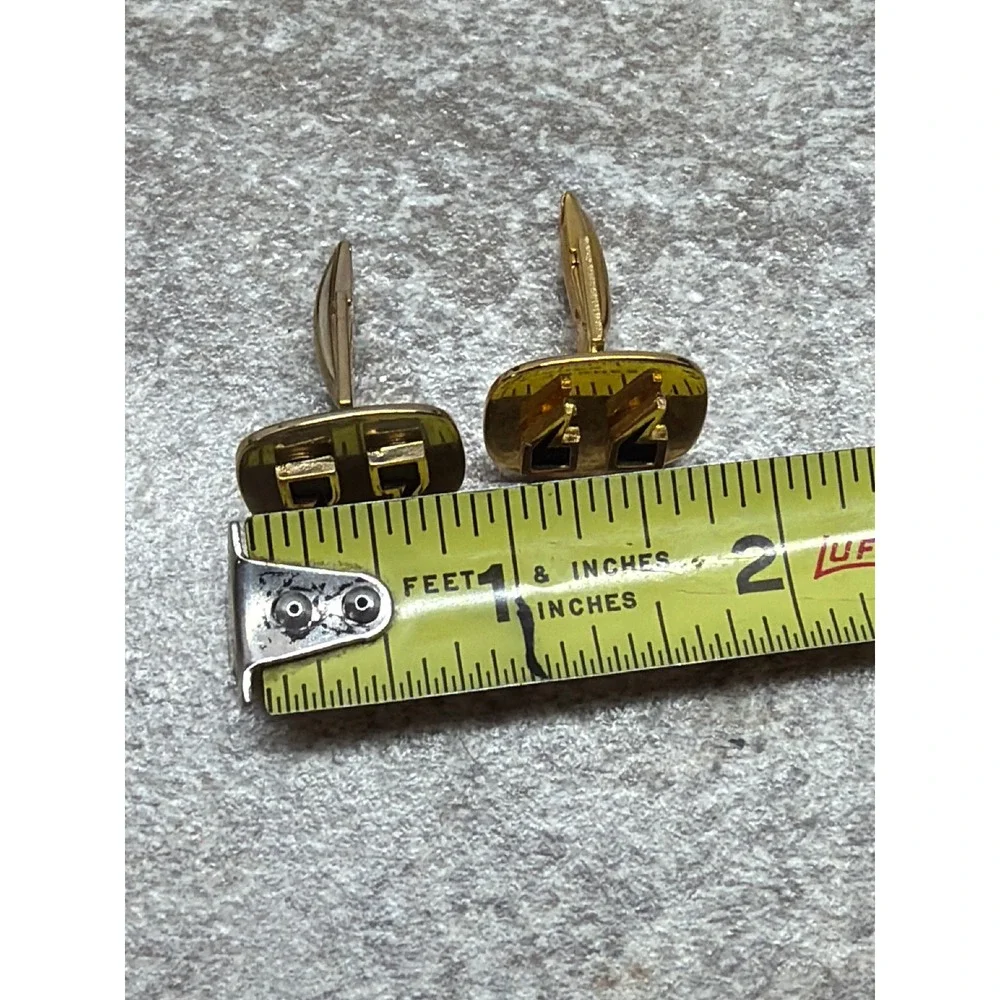 Vintage Gold Tone Quotation Mark Cufflinks Black Enamel Punctuation Jewelry